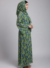Chiffon printed Straight Abaya with separate upper and inner