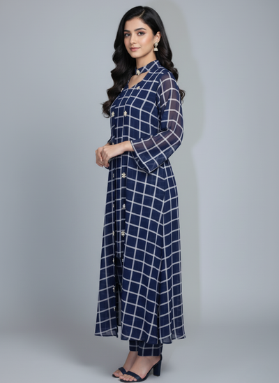 Front open 3 pc Chiffon Gown dress