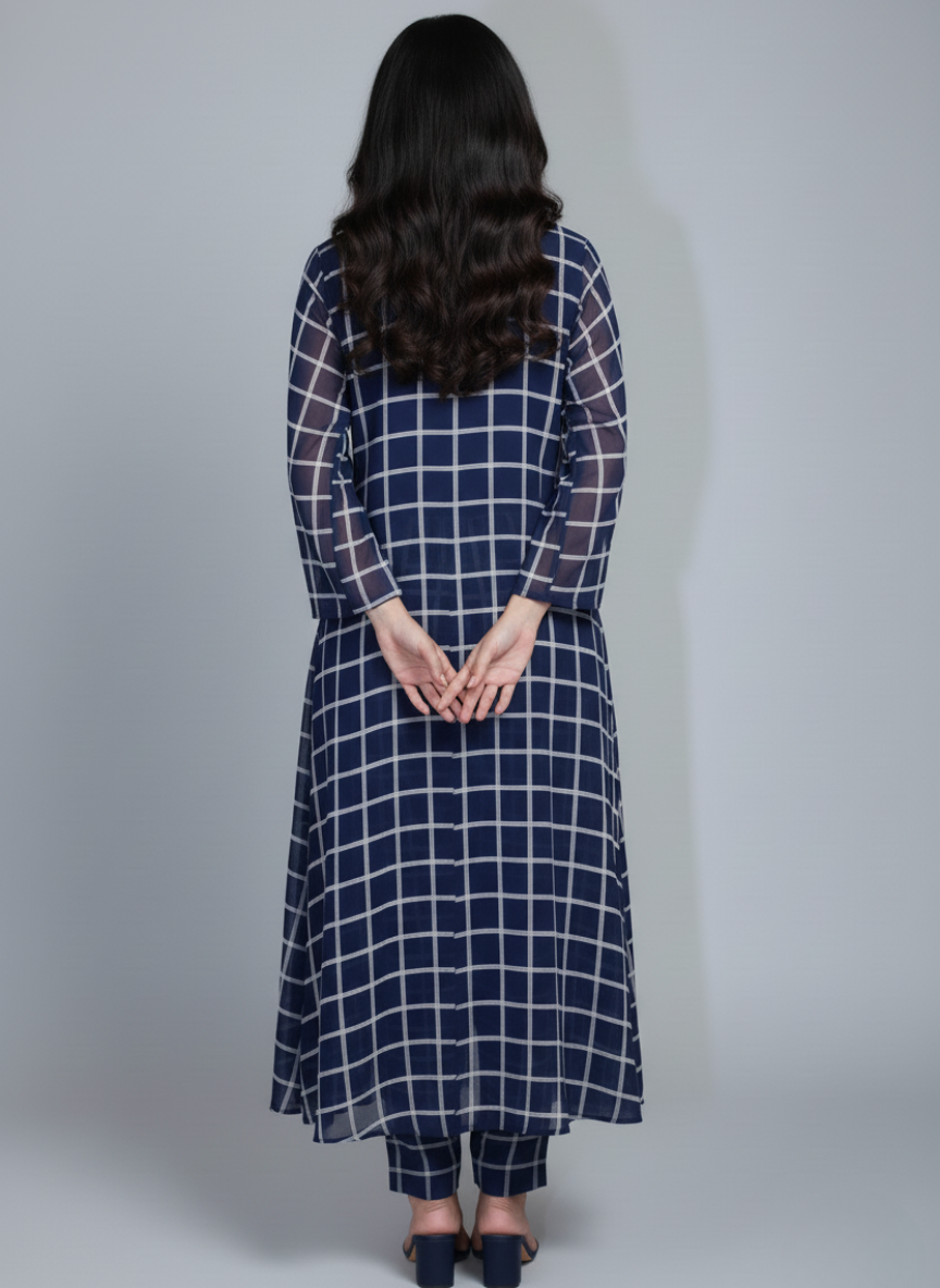 Front open 3 pc Chiffon Gown dress