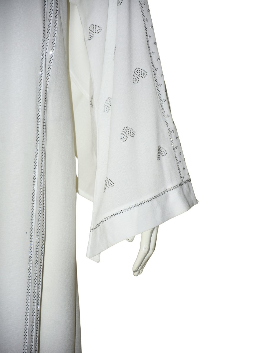 Nida fabric Abaya with Silver stone work