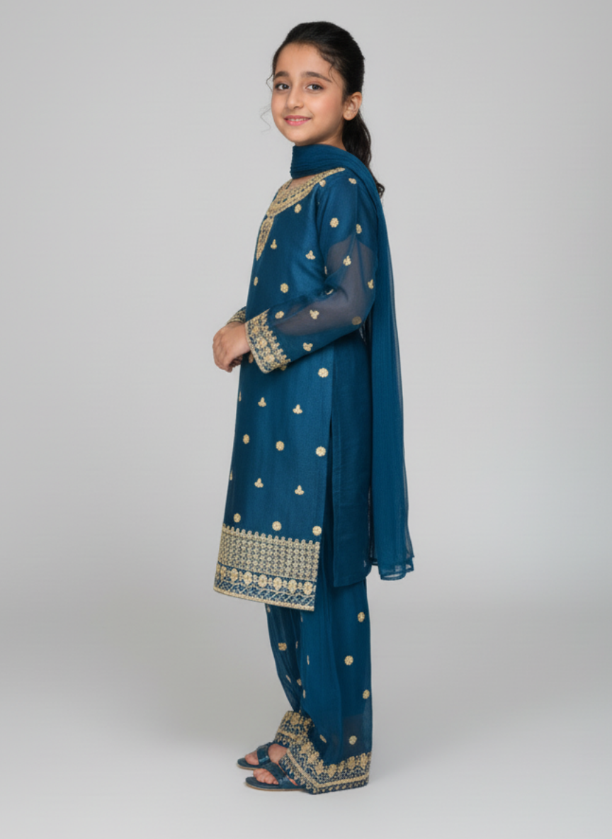 3 pcs chiffon Girls Gharara