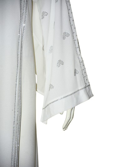 Nida fabric Abaya with Silver stone work