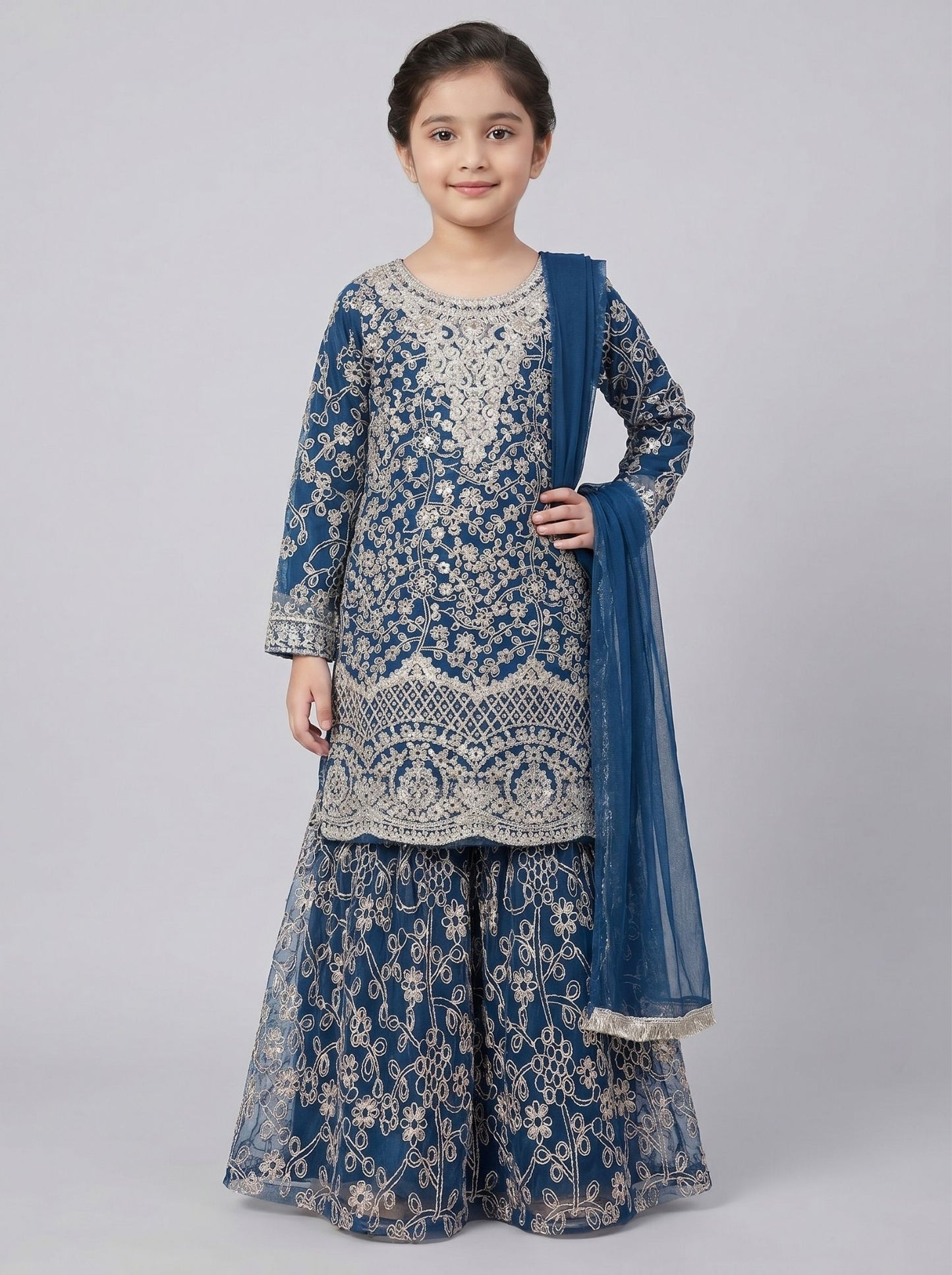 3 pcs kids cotton net Sharara