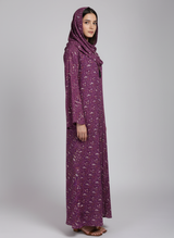 Chiffon printed Straight Abaya with separate upper and inner