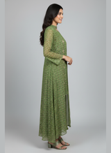 Front open 3 pc Chiffon Gown dress