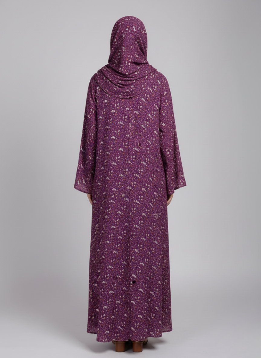 Chiffon printed Straight Abaya with separate upper and inner