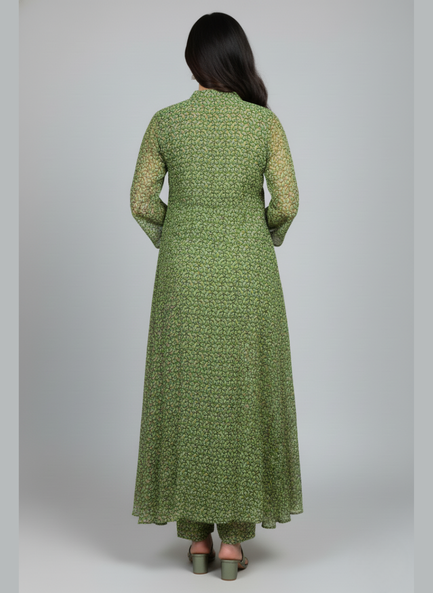 Front open 3 pc Chiffon Gown dress