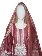 3 pcs cotton dress with sitara and pearl work