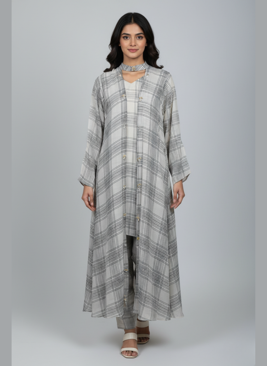 Front open 3 pc Chiffon Gown dress