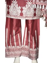 3 pcs cotton dress with sitara and pearl work