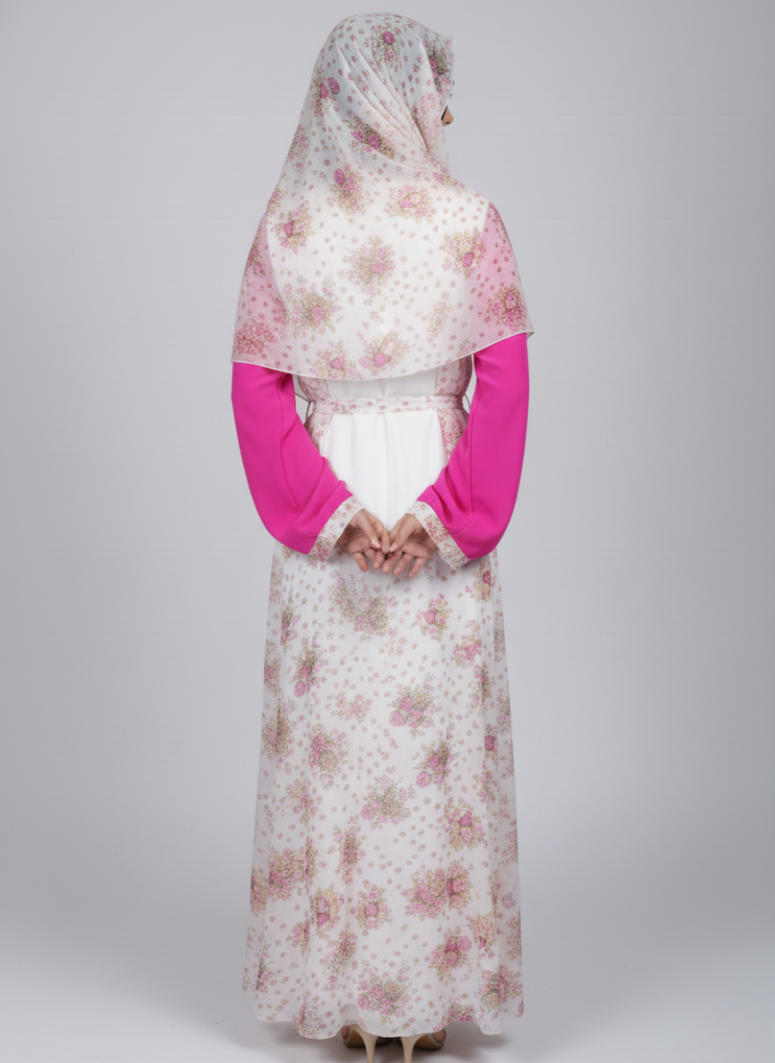 Chiffon printed Straight Abaya with separate upper and inner