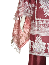 3 pcs cotton dress with sitara and pearl work