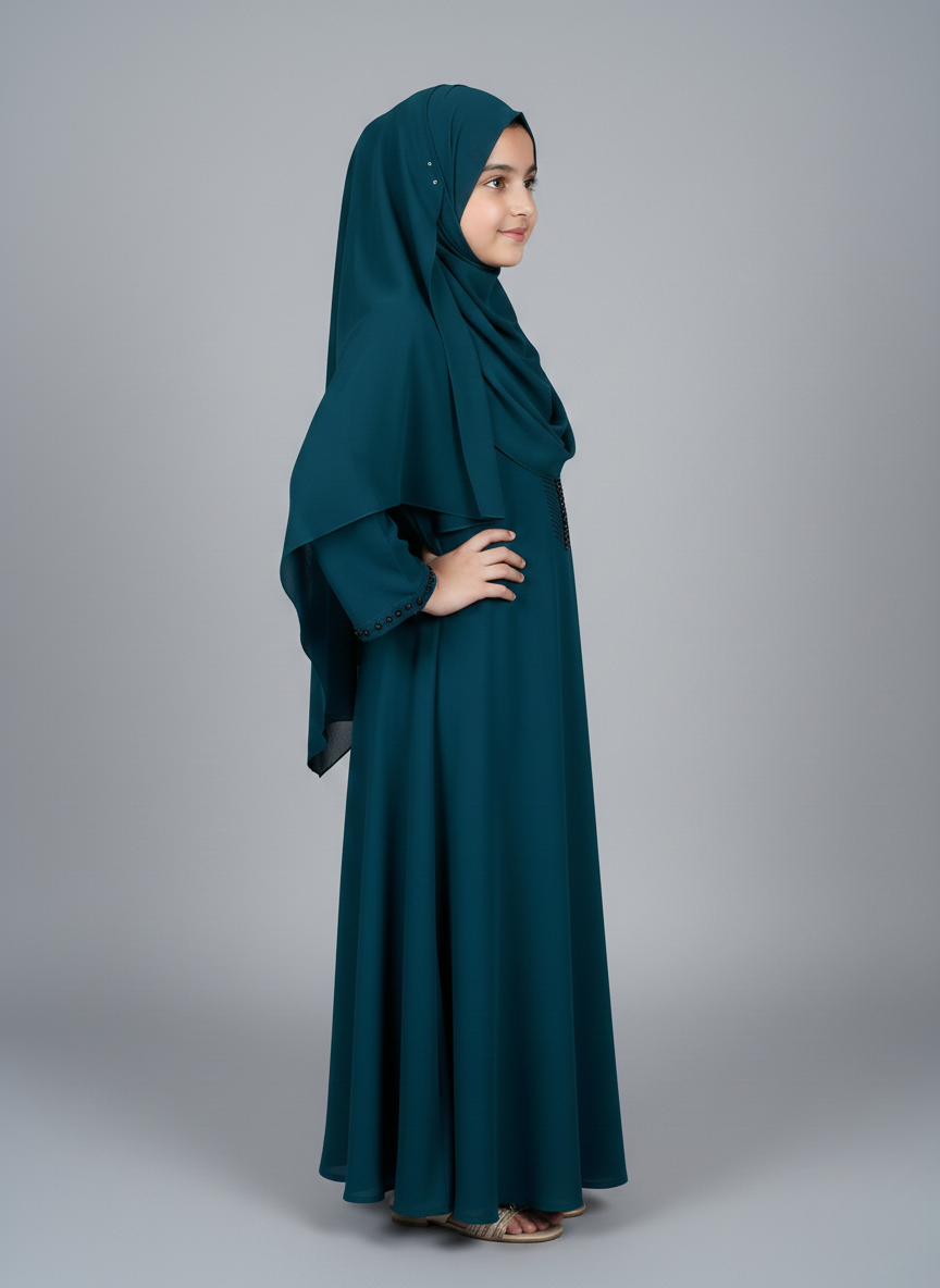 Kids Abaya with Pearl Work
