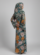 Chiffon printed Straight Abaya with separate upper and inner