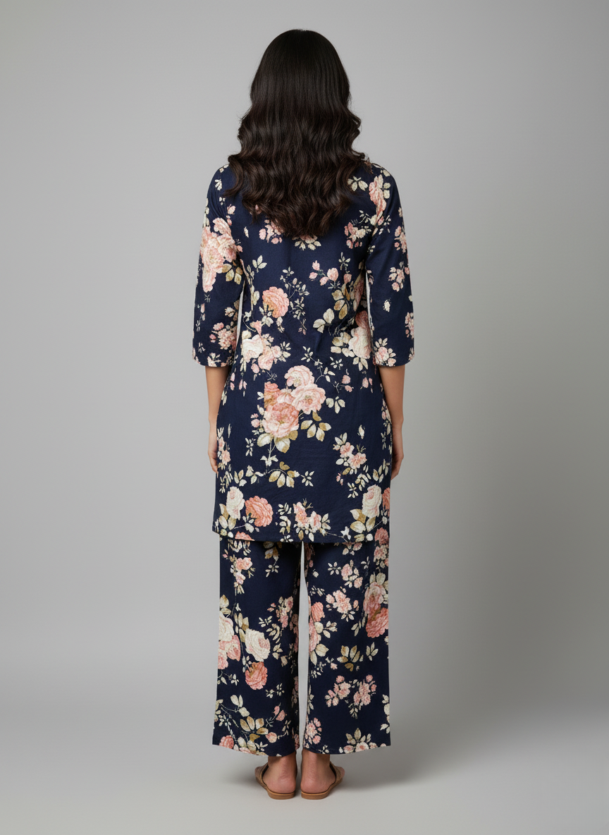 2 PC Printed Linen Dress