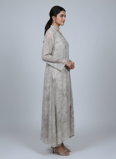 Front open 3 pc Chiffon Gown dress