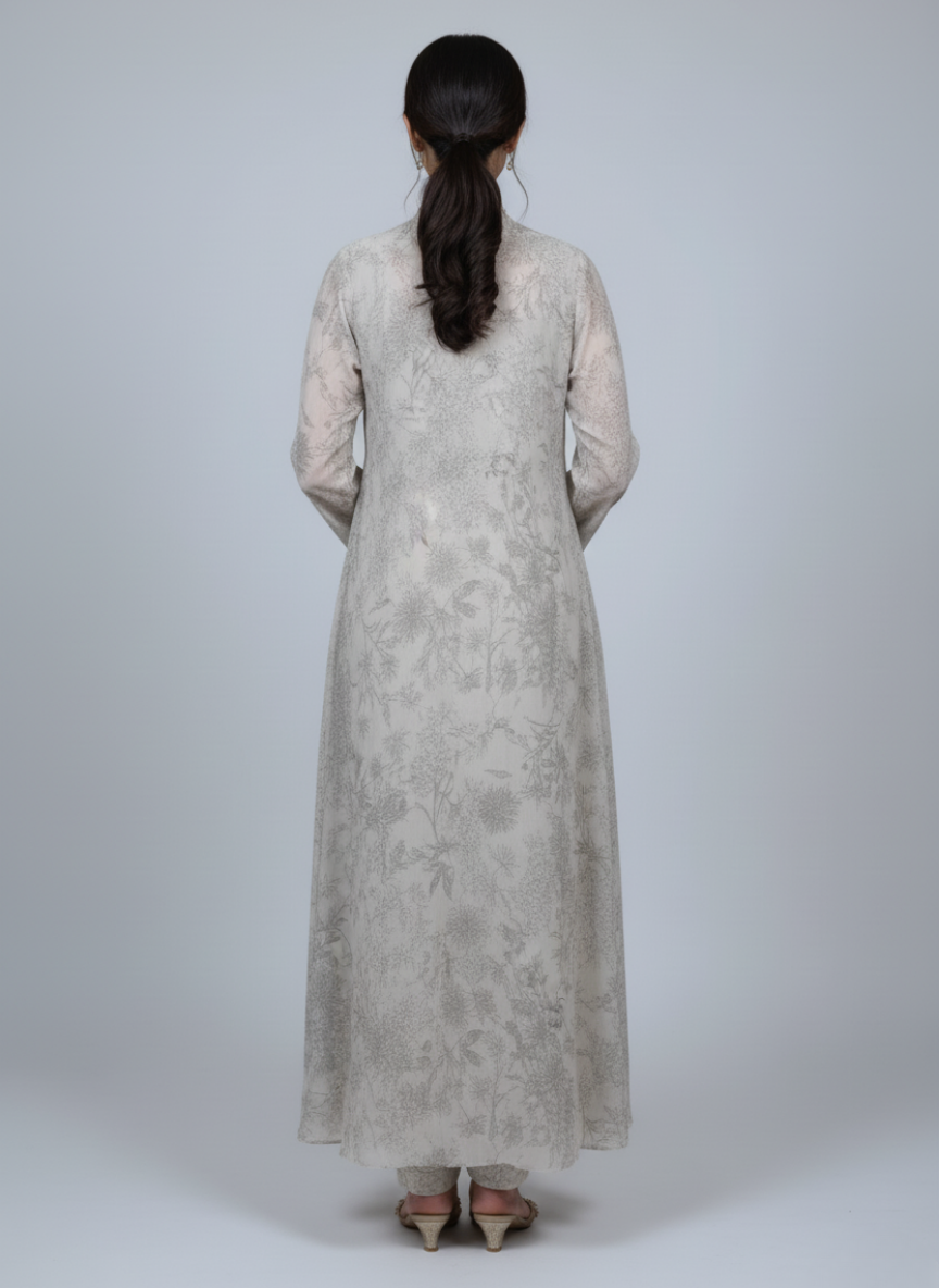 Front open 3 pc Chiffon Gown dress