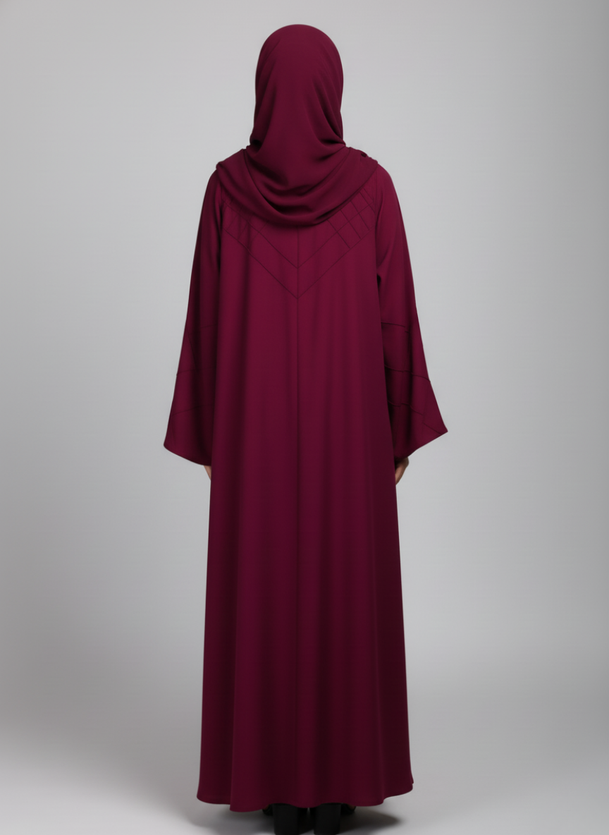 Front open Gown Style Chiffon Abaya with scarf