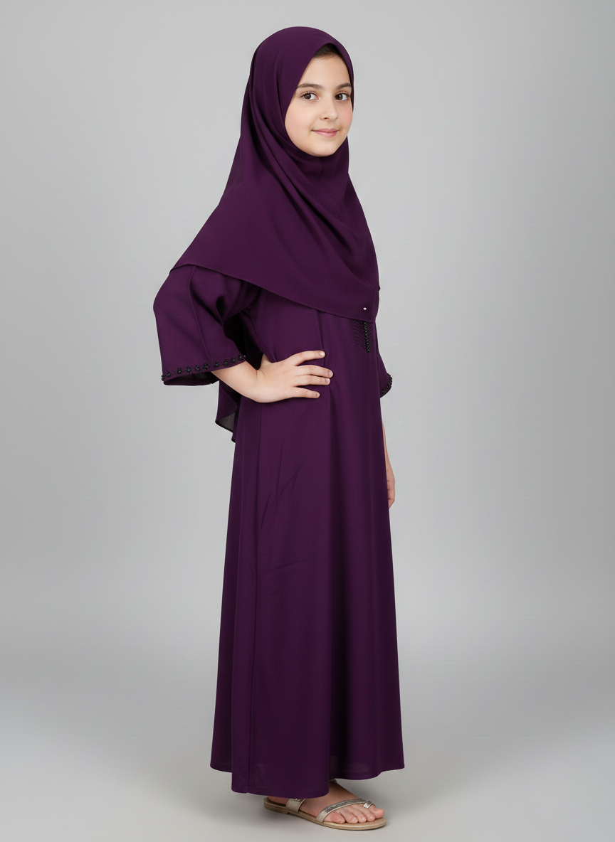Kids Abaya with Pearl Work