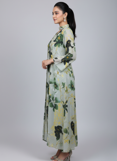 Front open 3 pc Chiffon Gown dress