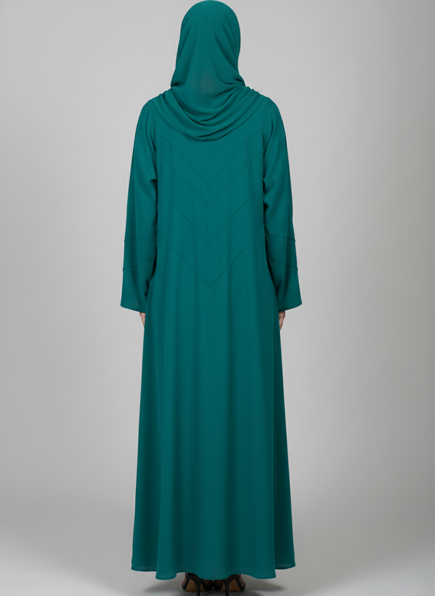 Front open Gown Style Chiffon Abaya with scarf