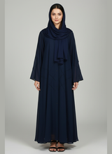 Front open Gown Style Chiffon Abaya with scarf