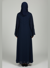 Front open Gown Style Chiffon Abaya with scarf