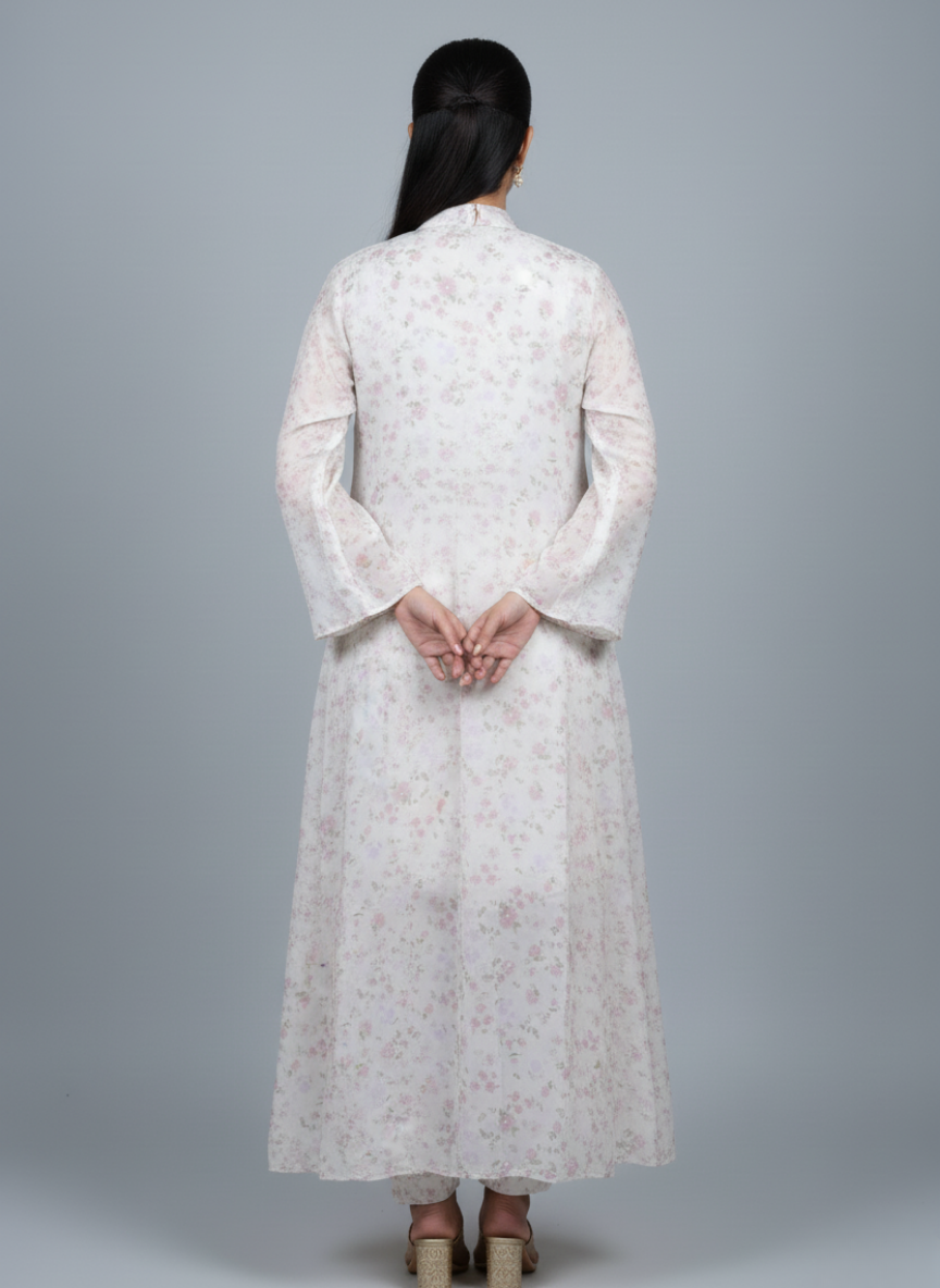 Front open 3 pc Net Chiffon Gown dress