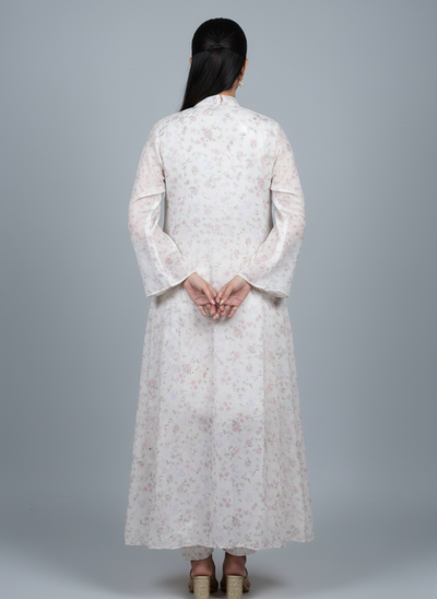 Front open 3 pc Net Chiffon Gown dress