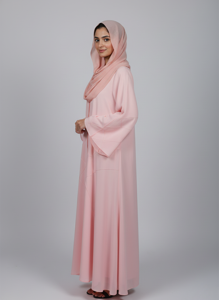 Front open Gown Style Chiffon Abaya with scarf