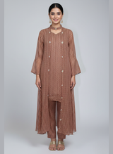 Front open 3 pc Chiffon Gown dress