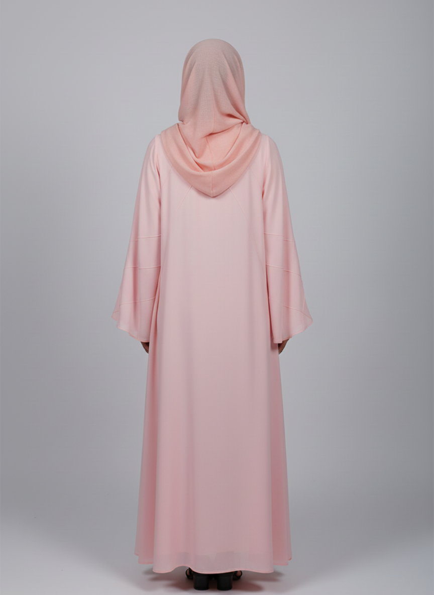 Front open Gown Style Chiffon Abaya with scarf