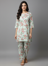 2 PC Printed Linen Dress