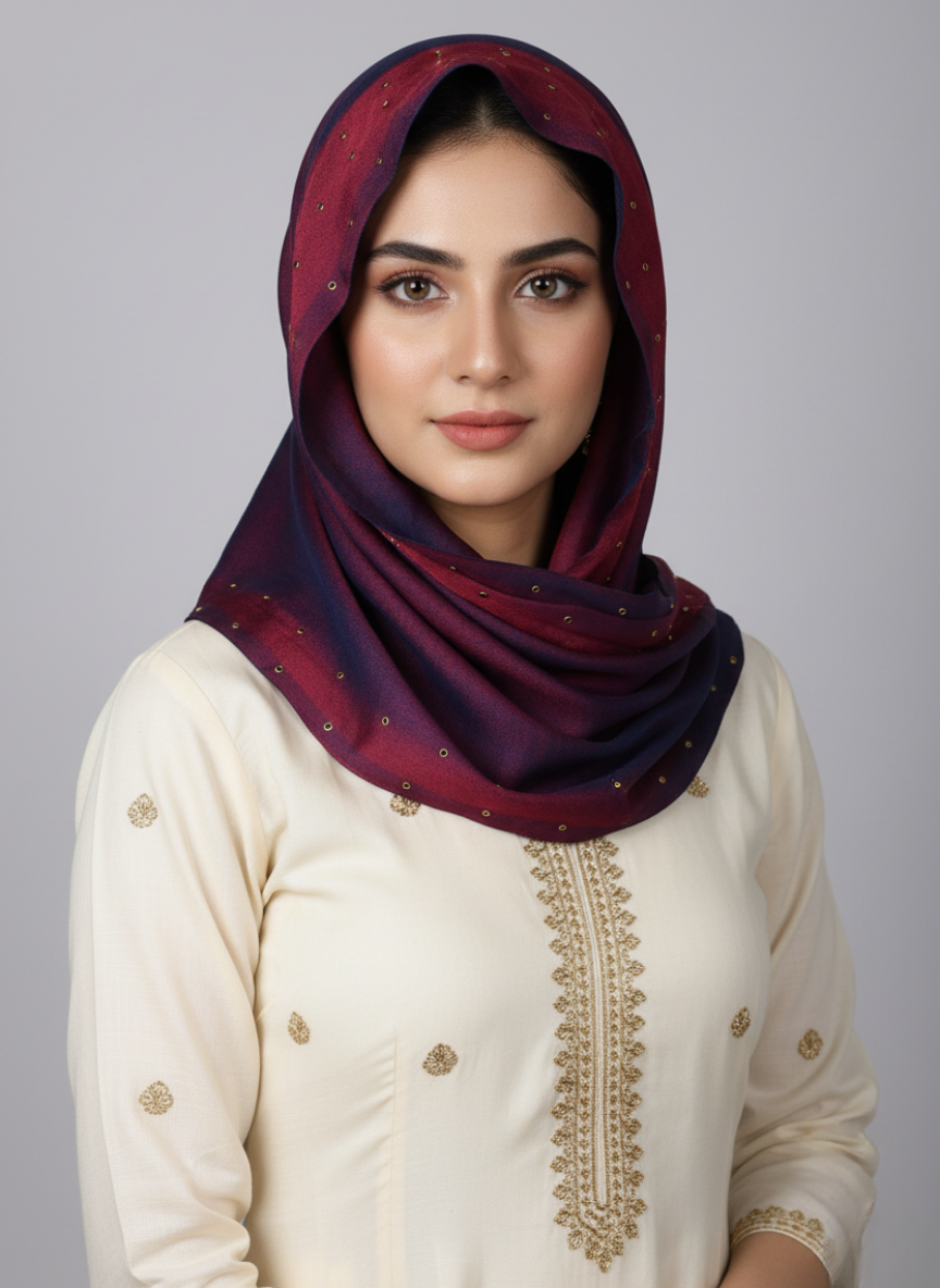 Cotton fabric with eyelet design Scarf