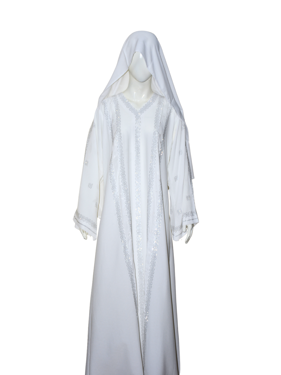 Nida fabric Abaya with Silver stone work