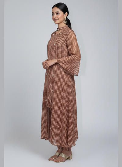 Front open 3 pc Chiffon Gown dress