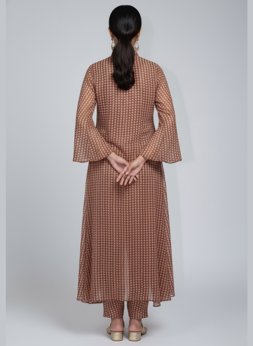 Front open 3 pc Chiffon Gown dress