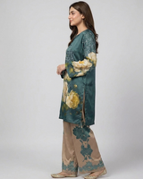 Two pc silky floral dress with plazo