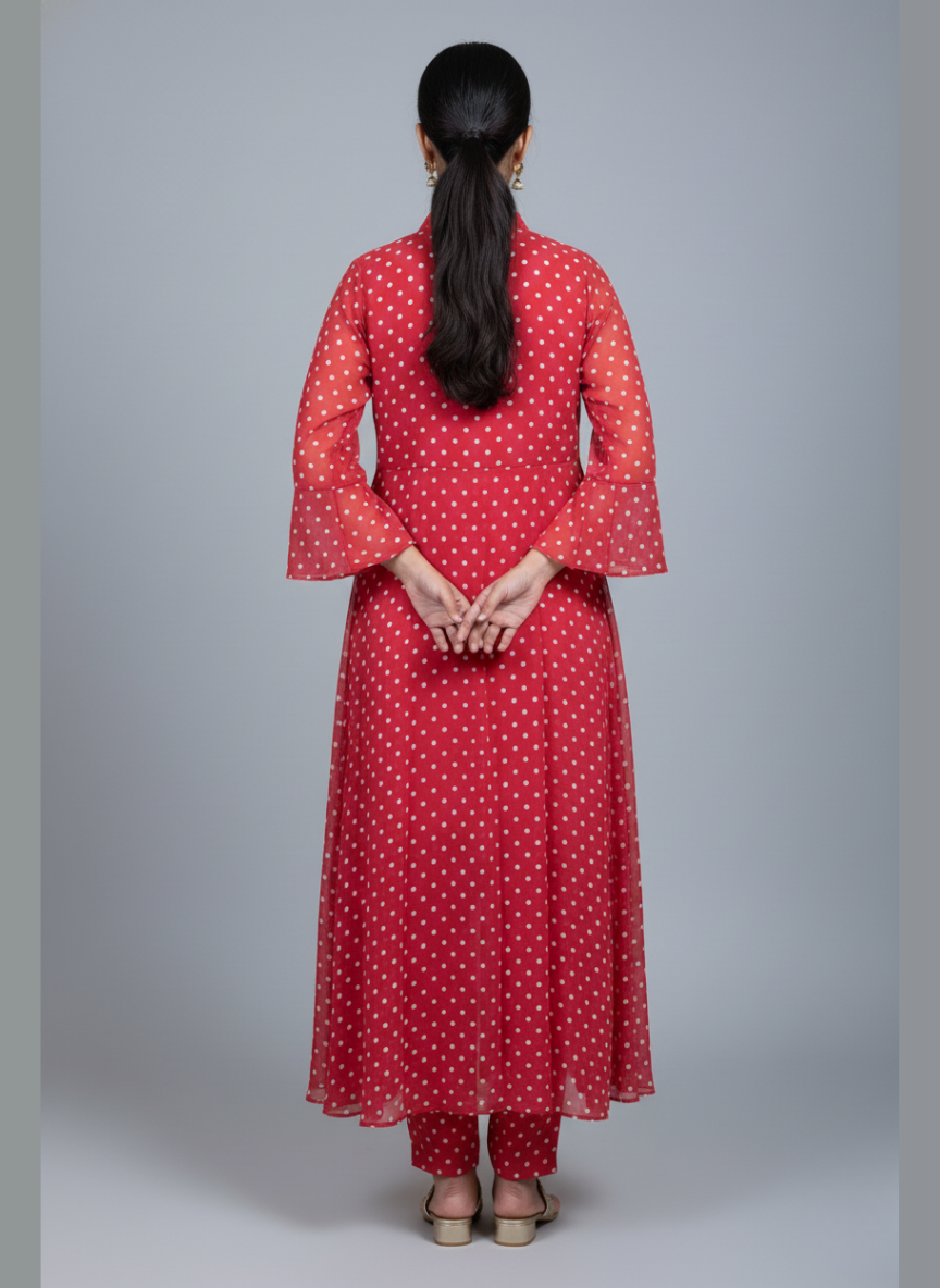 Front open 3 pc Chiffon Gown dress