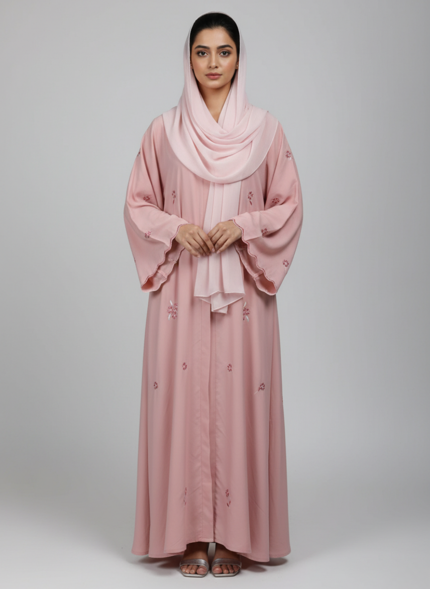 Front open Gorgeotte Abaya with Embroidery