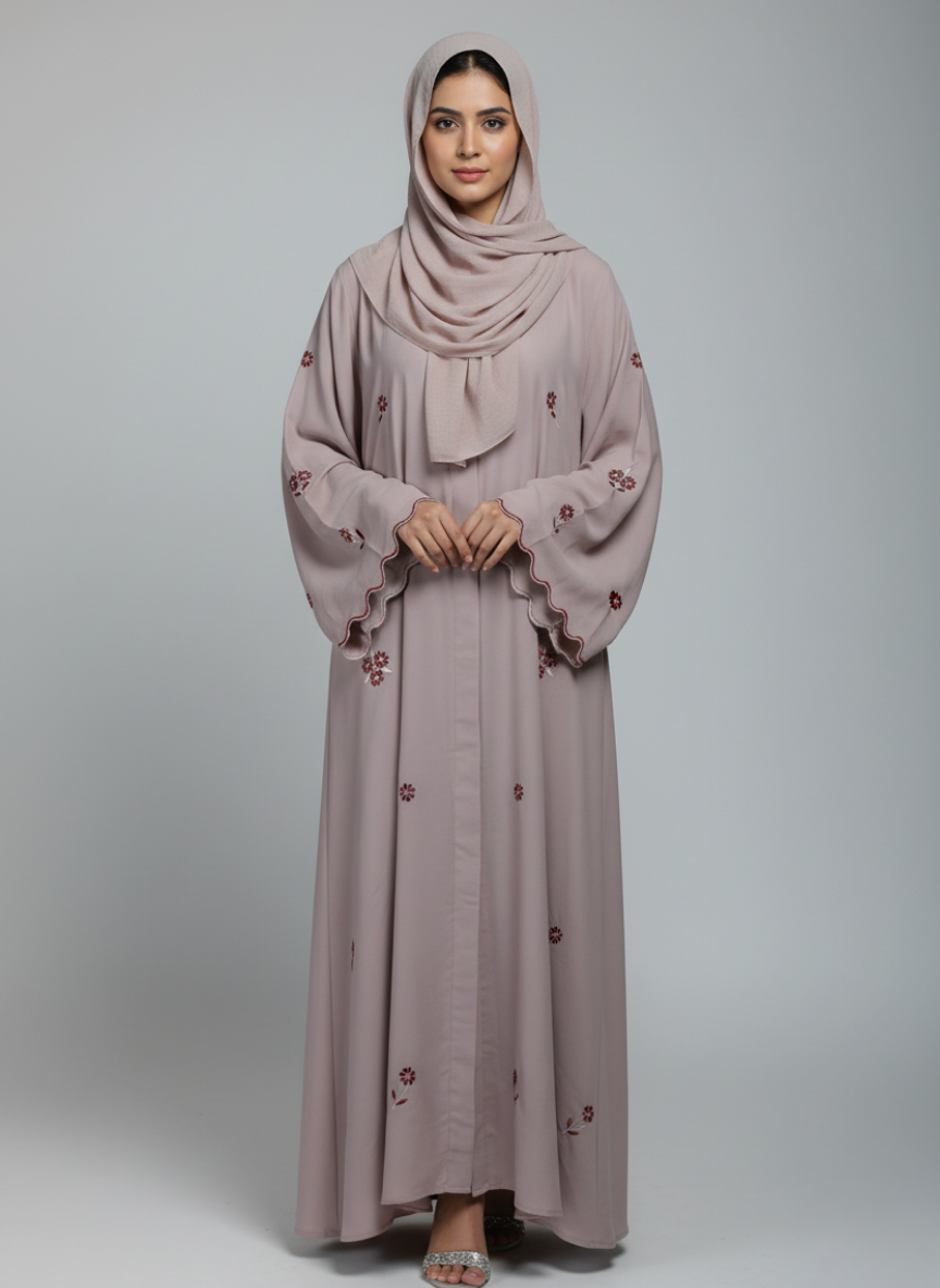 Front open Gorgeotte Abaya with Embroidery