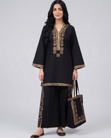 Hand painted short shirt Cotton dress with plazo
