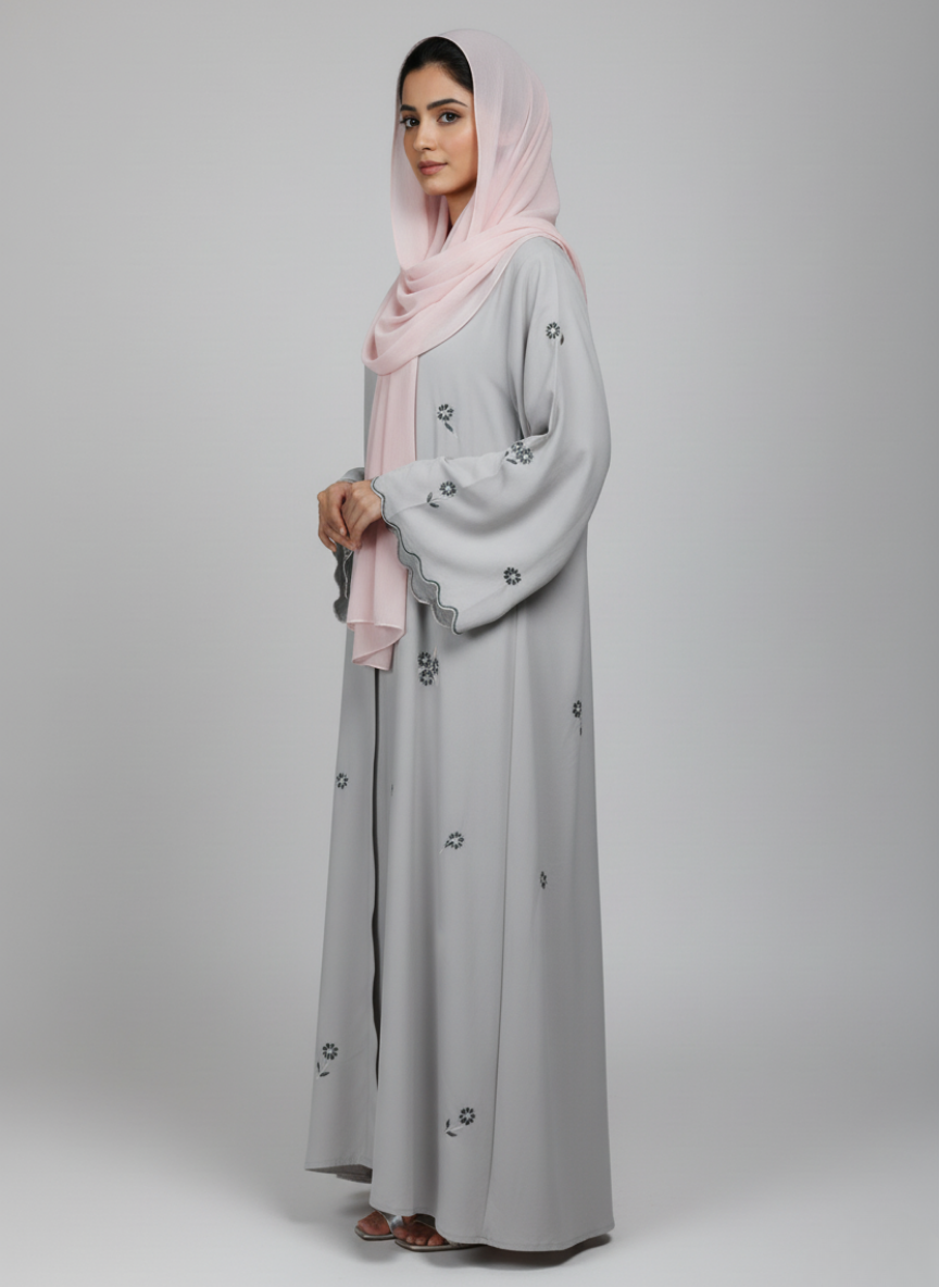 Front open Gorgeotte Abaya with Embroidery