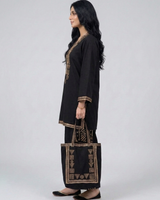 Hand painted short shirt Cotton dress with plazo