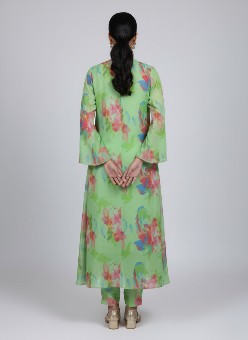 Front open 3 pc Chiffon Gown dress