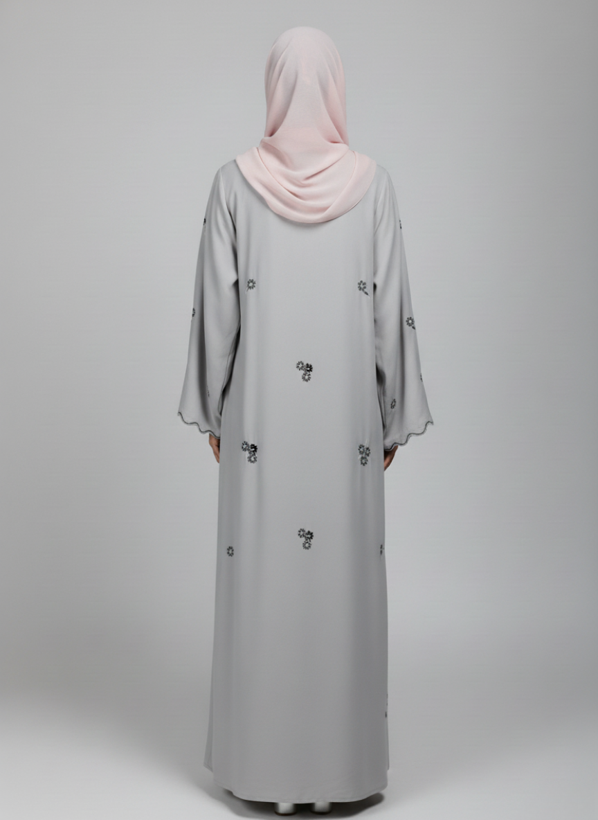 Front open Gorgeotte Abaya with Embroidery