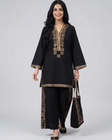 Hand painted short shirt Cotton dress with plazo