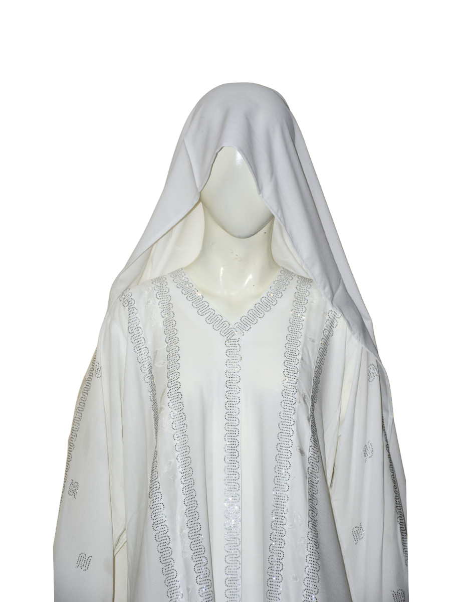 Nida fabric Abaya with Silver stone work