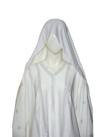 Nida fabric Abaya with Silver stone work