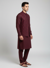 3 pc wash and wear Kurta Trouser with waistcoat